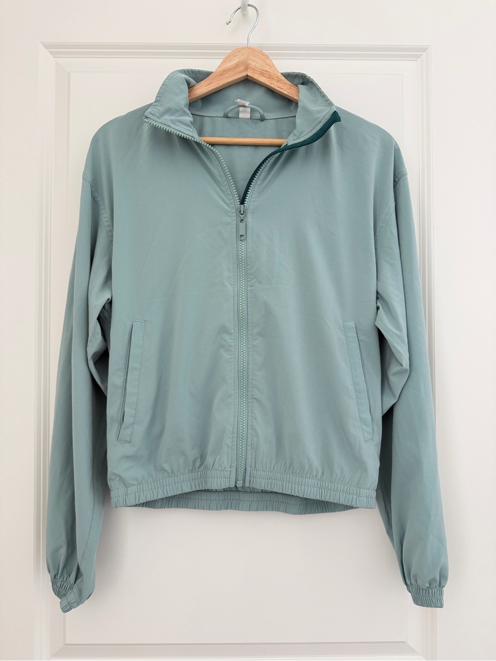 PTULA Light Sage Green Zip-Up Windbreaker Jacket